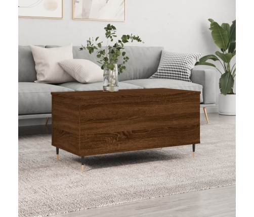 Mesa de centro madera contrachapada roble marrón 90x44,5x45 cm