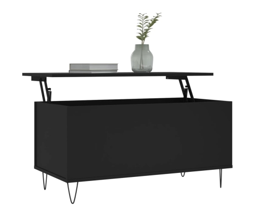 Mesa de centro madera contrachapada negro 90x44,5x45 cm