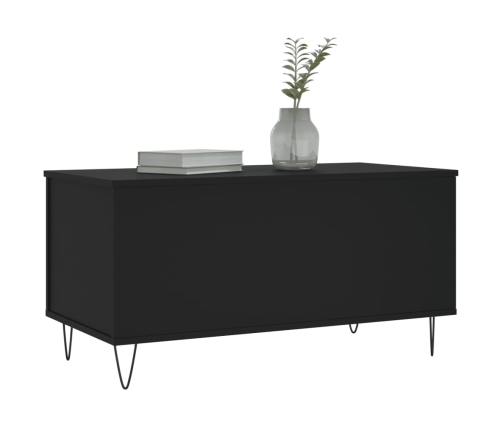 Mesa de centro madera contrachapada negro 90x44,5x45 cm