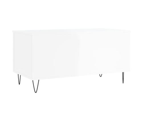 vidaXL Mesa de centro madera contrachapada blanco brillo 90x44,5x45 cm