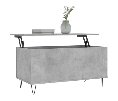 Mesa de centro madera contrachapada gris hormigón 90x44,5x45 cm