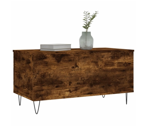 vidaXL Mesa de centro madera contrachapada roble ahumado 90x44,5x45 cm