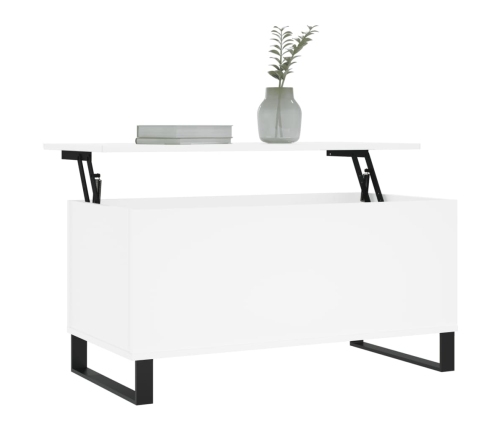 Mesa de centro madera contrachapada blanco 90x44,5x45 cm