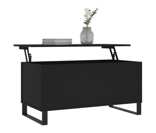 Mesa de centro madera contrachapada negro 90x44,5x45 cm