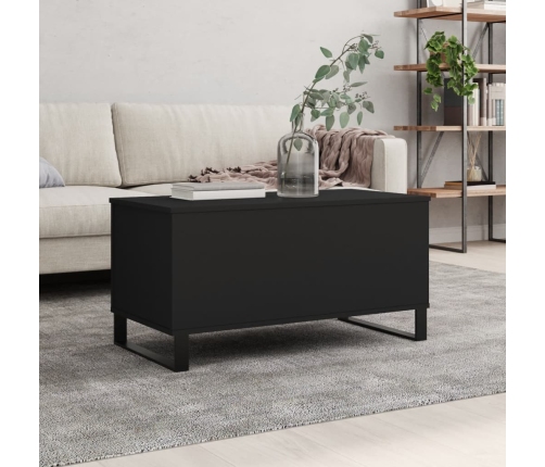 Mesa de centro madera contrachapada negro 90x44,5x45 cm