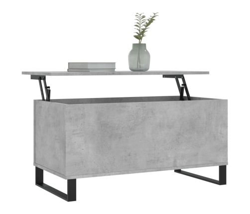 Mesa de centro madera contrachapada gris hormigón 90x44,5x45 cm