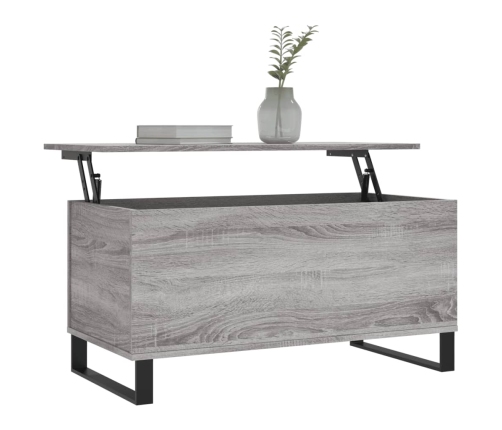 Mesa de centro madera contrachapada gris Sonoma 90x44,5x45 cm