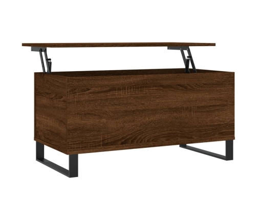 Mesa de centro madera contrachapada roble marrón 90x44,5x45 cm