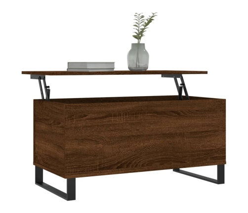 Mesa de centro madera contrachapada roble marrón 90x44,5x45 cm