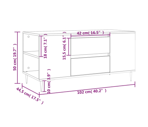 Mesa de centro madera de ingeniería blanco 102x44,5x50 cm