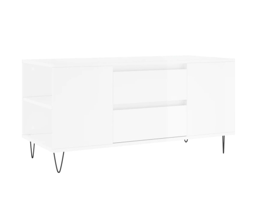 vidaXL Mesa de centro madera ingeniería blanco brillo 102x44,5x50 cm