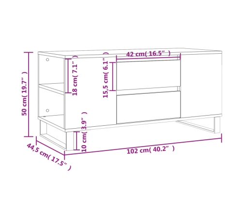 Mesa de centro madera de ingeniería blanco 102x44,5x50 cm