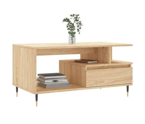 Mesa de centro madera contrachapada roble Sonoma 90x49x45 cm