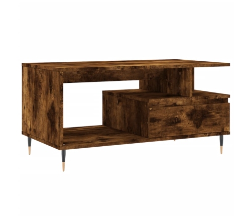 Mesa de centro madera contrachapada roble ahumado 90x49x45 cm