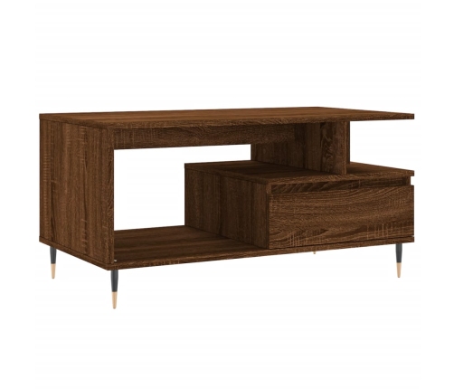 Mesa de centro madera contrachapada roble marrón 90x49x45 cm