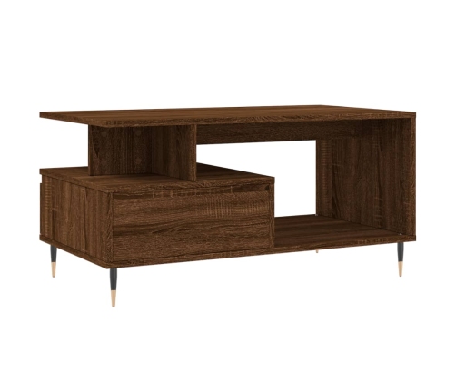 Mesa de centro madera contrachapada roble marrón 90x49x45 cm