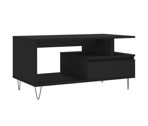 Mesa de centro madera contrachapada negro 90x49x45 cm