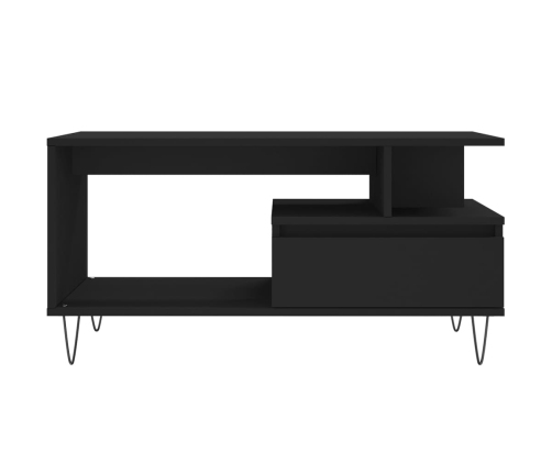 Mesa de centro madera contrachapada negro 90x49x45 cm