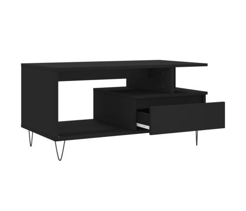 Mesa de centro madera contrachapada negro 90x49x45 cm