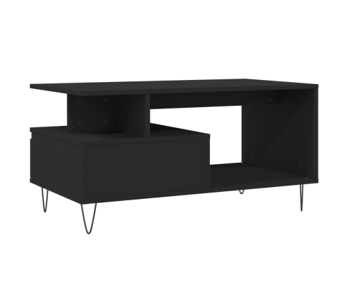 Mesa de centro madera contrachapada negro 90x49x45 cm