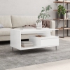 vidaXL Mesa de centro madera contrachapada blanco brillo 90x49x45 cm