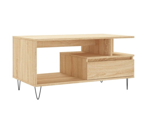 Mesa de centro madera contrachapada roble Sonoma 90x49x45 cm