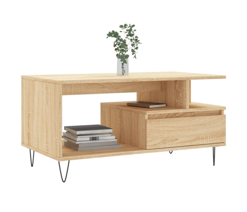 Mesa de centro madera contrachapada roble Sonoma 90x49x45 cm