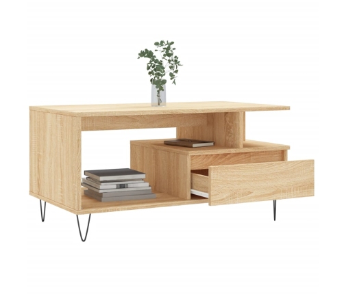 Mesa de centro madera contrachapada roble Sonoma 90x49x45 cm