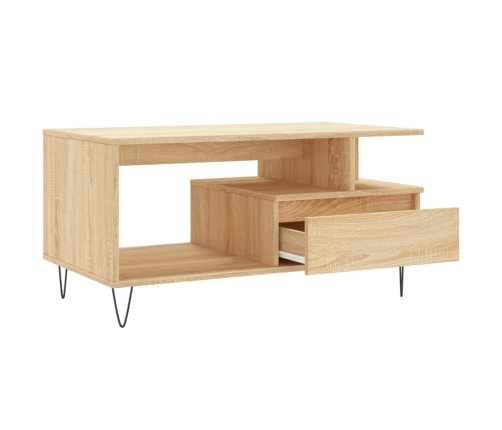 Mesa de centro madera contrachapada roble Sonoma 90x49x45 cm