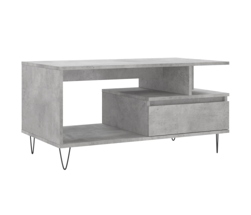 Mesa de centro madera contrachapada gris hormigón 90x49x45 cm