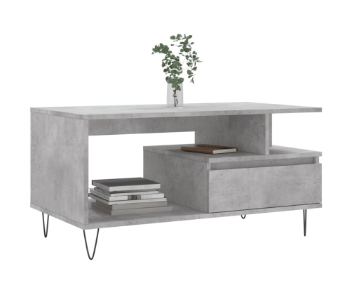 Mesa de centro madera contrachapada gris hormigón 90x49x45 cm