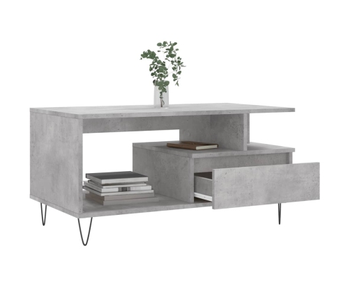 Mesa de centro madera contrachapada gris hormigón 90x49x45 cm