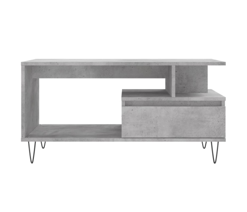 Mesa de centro madera contrachapada gris hormigón 90x49x45 cm