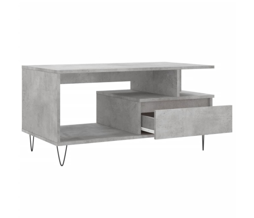 Mesa de centro madera contrachapada gris hormigón 90x49x45 cm