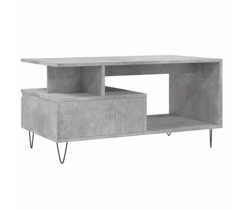 Mesa de centro madera contrachapada gris hormigón 90x49x45 cm