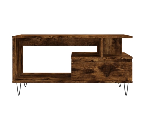 Mesa de centro madera contrachapada roble ahumado 90x49x45 cm