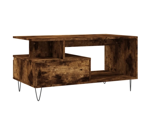 Mesa de centro madera contrachapada roble ahumado 90x49x45 cm