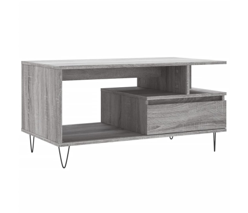 Mesa de centro madera contrachapada gris Sonoma 90x49x45 cm