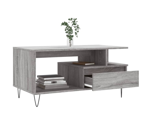 Mesa de centro madera contrachapada gris Sonoma 90x49x45 cm