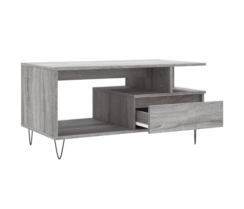 Mesa de centro madera contrachapada gris Sonoma 90x49x45 cm