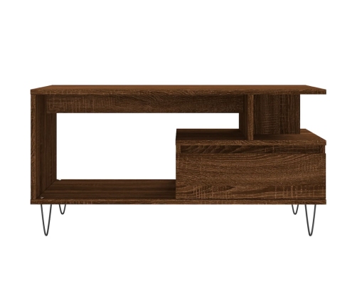 Mesa de centro madera contrachapada roble marrón 90x49x45 cm