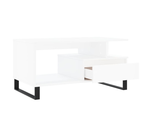 Mesa de centro madera contrachapada blanca 90x49x45 cm