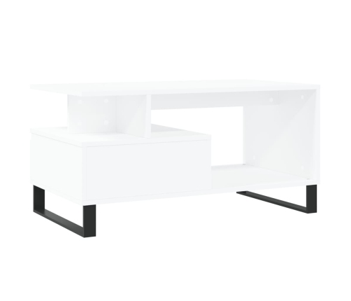 Mesa de centro madera contrachapada blanca 90x49x45 cm