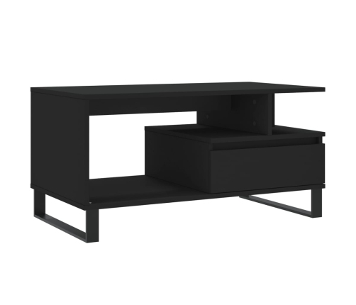 Mesa de centro madera contrachapada negro 90x49x45 cm