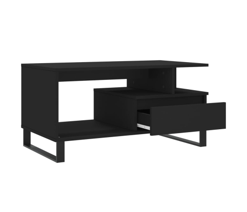 Mesa de centro madera contrachapada negro 90x49x45 cm