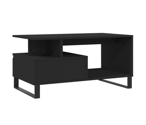 Mesa de centro madera contrachapada negro 90x49x45 cm