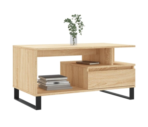 Mesa de centro madera contrachapada roble Sonoma 90x49x45 cm