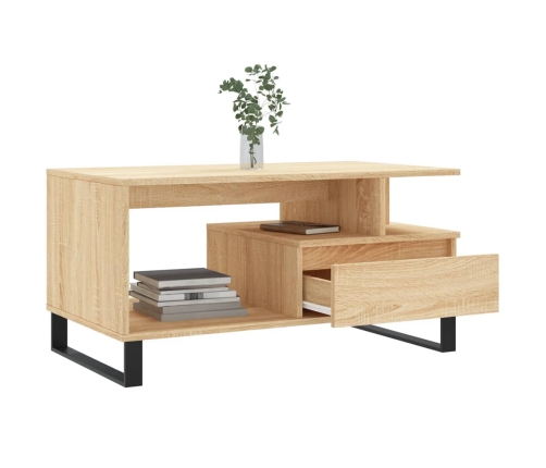 Mesa de centro madera contrachapada roble Sonoma 90x49x45 cm