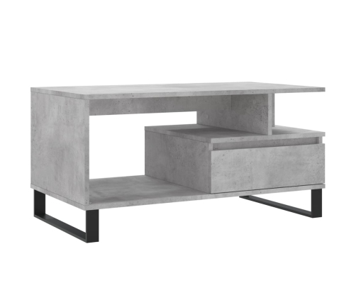 Mesa de centro madera contrachapada gris hormigón 90x49x45 cm