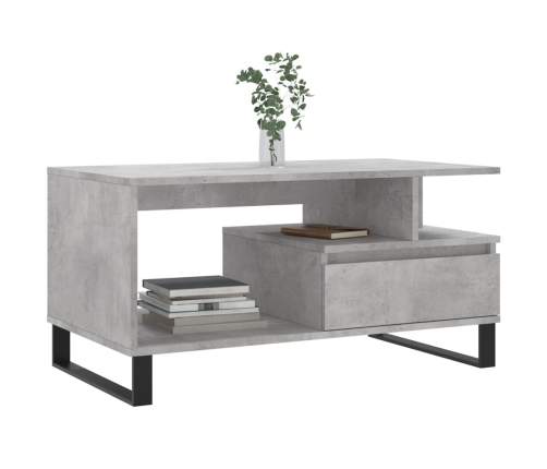 Mesa de centro madera contrachapada gris hormigón 90x49x45 cm